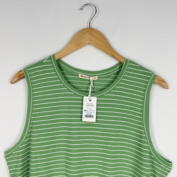 Marine Layer Tank Womens XL Green Lydia Textured Stripe Top Jade Sheen - Picture 3 of 11